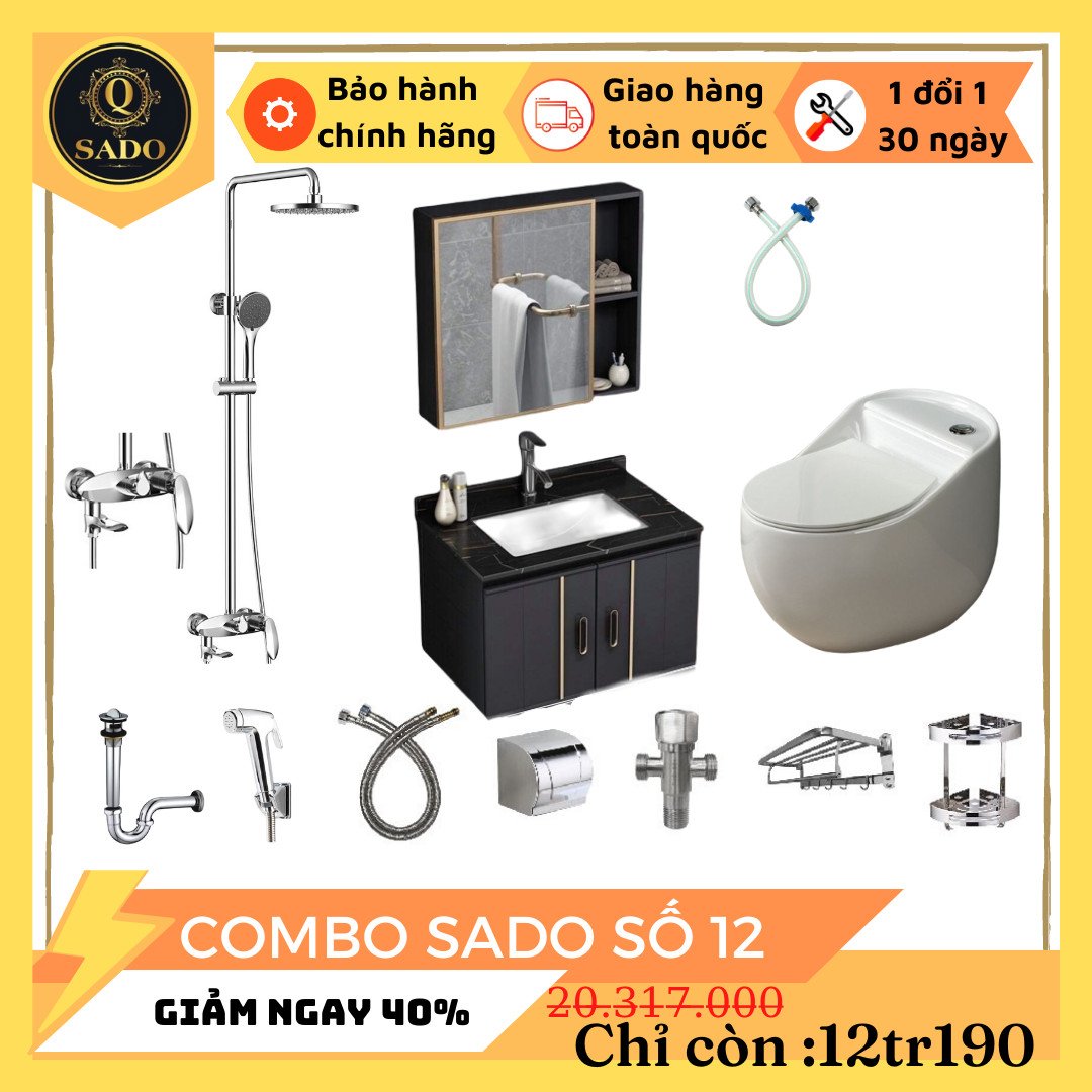 Combo Trọn Bộ Thiết Bị Phòng Tắm 12 Món Tiết Kiệm Q-SADO 12