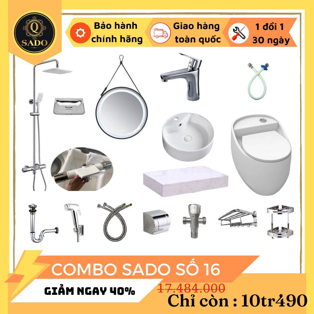 Combo Trọn Bộ Thiết Bị Phòng Tắm 12 Món Tiết Kiệm Q-SADO 16
