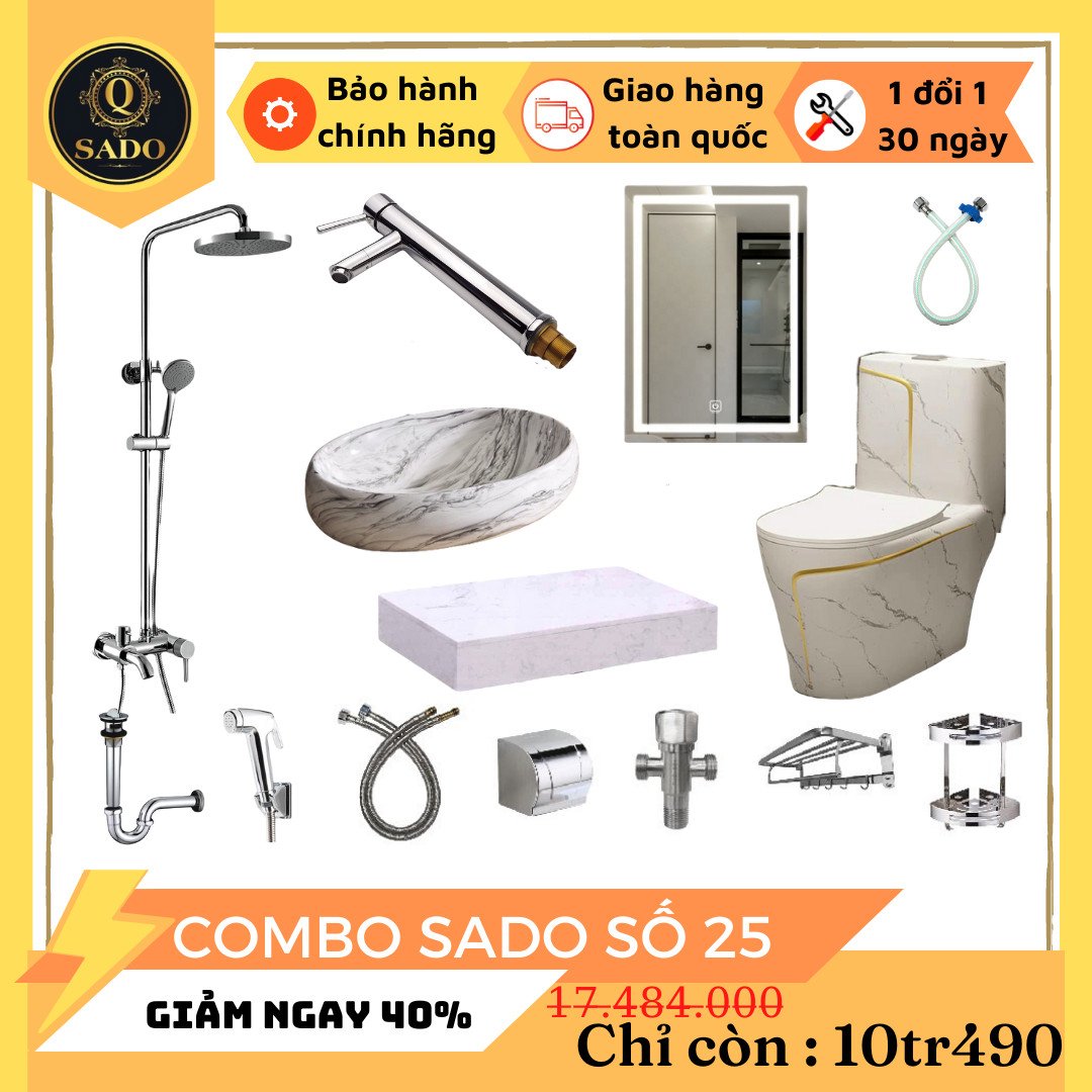 Combo Trọn Bộ Thiết Bị Phòng Tắm 12 Món Tiết Kiệm Q-SADO 25
