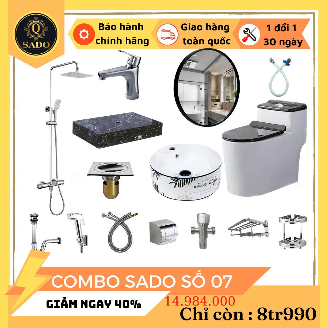 Combo Trọn Bộ Thiết Bị Phòng Tắm 12 Món Tiết Kiệm Q-SADO 7